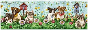 BMCK062172B Dogs and Cats Border with Blue Trim BMCK062172B Dogs and Cats Border with Blue Trim