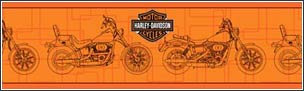 BRLK39961 Harley-Davidson Motor Cycles Retro Wallpaper Border in Orange BRLK39961 Harley-Davidson Motor Cycles Retro Wallpaper Border in Orange