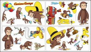 YK1037 Curious George Wall Sticker Set YK1037 Curious George Wall Sticker Set